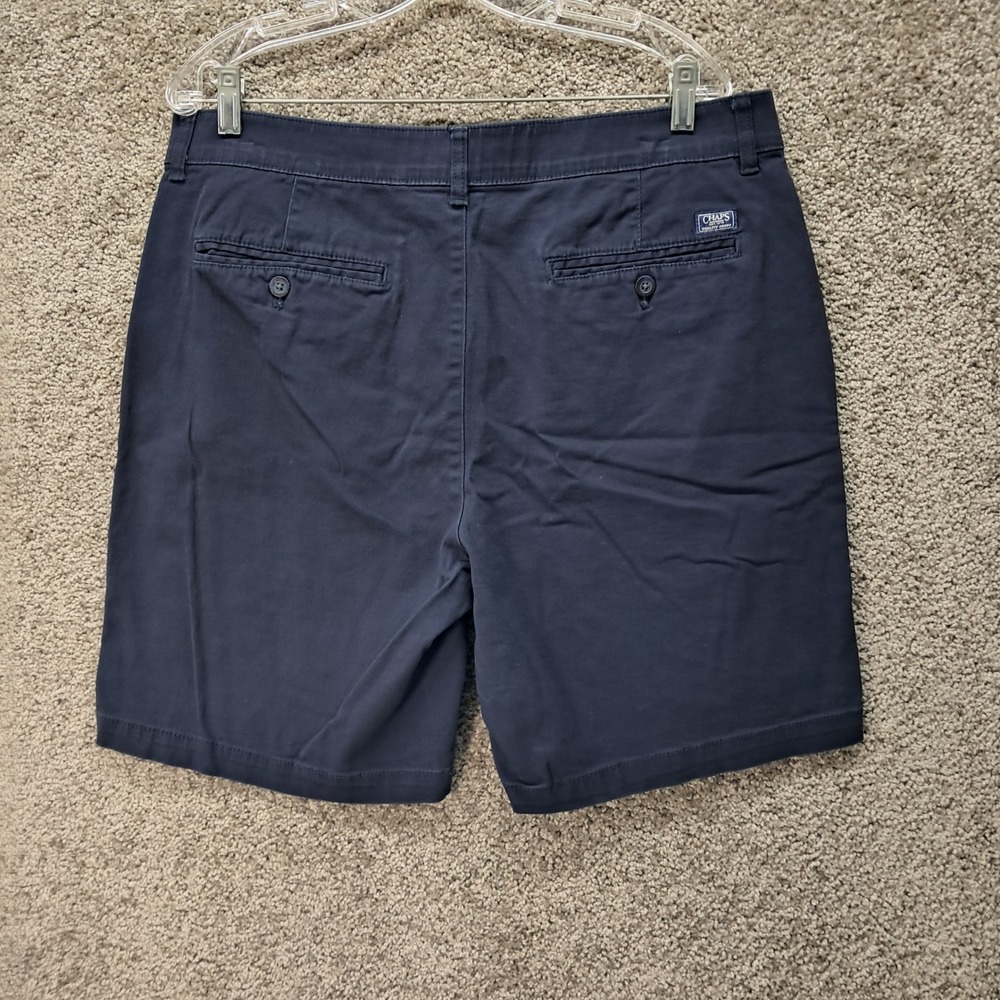 Chaps Mens Navy Blue Flat Front Chino Shorts Size 36 Stretch Cotton 8155 - Picture 4 of 9